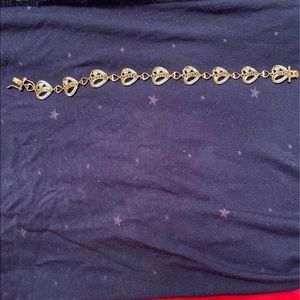 Gold Plated 925 Sterling Silver “Love”  Heart Bracelet With Cz